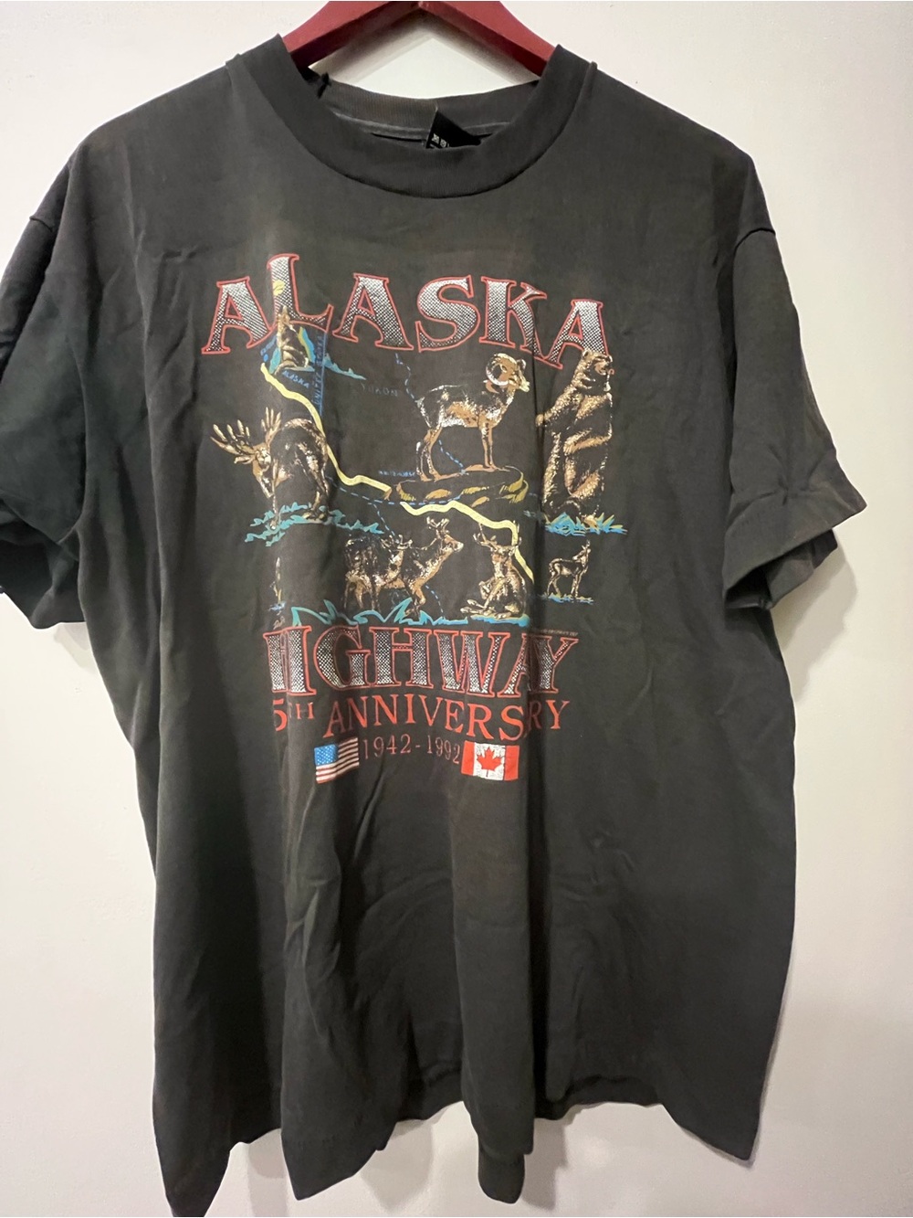 Vintage Alaska Highway 50th Anniversary Graphic Tee Screen Stars Best